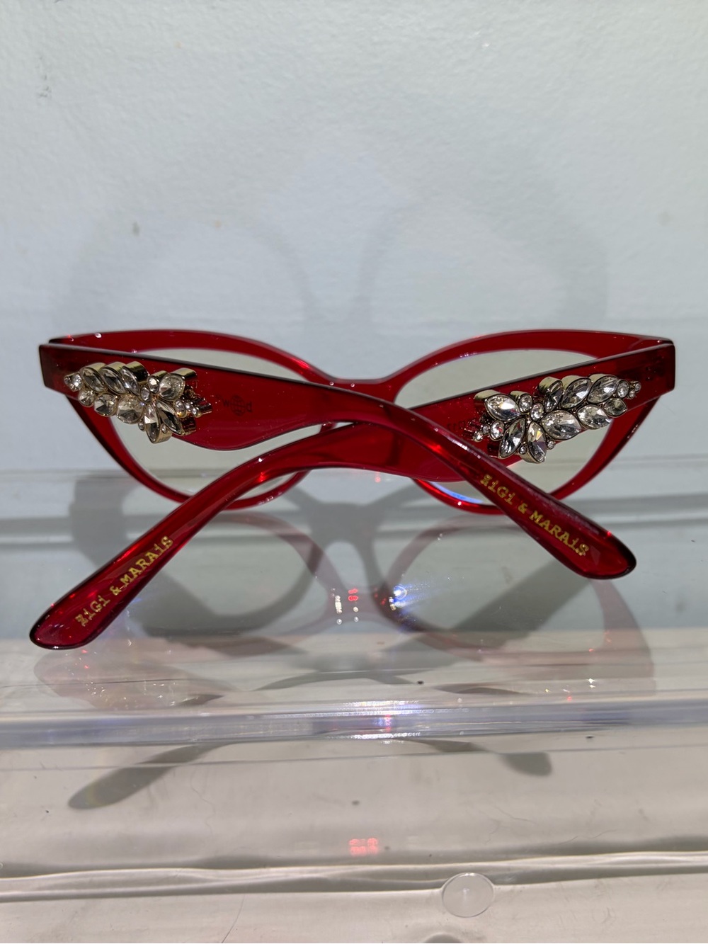 NWOT Zigi&Marais Jewel Red Embellished Cat-Eye Blue Light Computer Adult Glasses